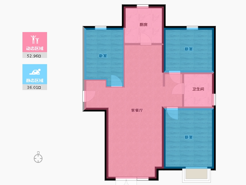 内蒙古自治区-包头市-中冶世家-80.38-户型库-动静分区