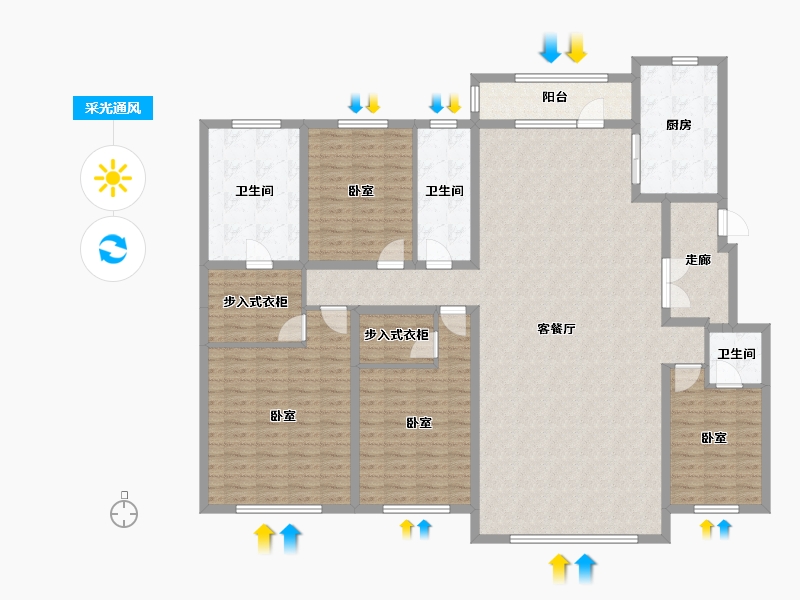 辽宁省-大连市-鸿玮澜山三期尊岳-183.15-户型库-采光通风