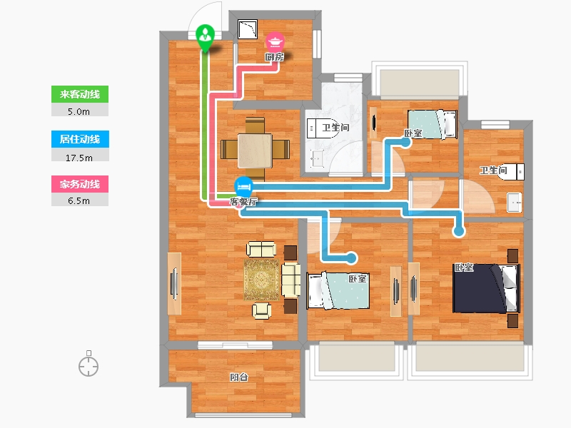 陕西省-西安市-万联锦绣翡翠湾-76.51-户型库-动静线