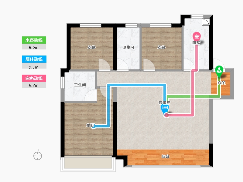 陕西省-西安市-绿地国港新里城-84.67-户型库-动静线