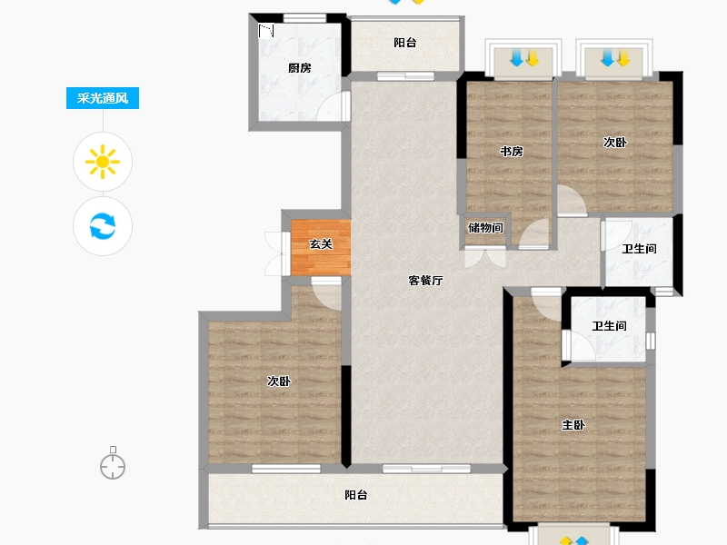 云南省-曲靖市-荣海壹号二期-118.01-户型库-采光通风