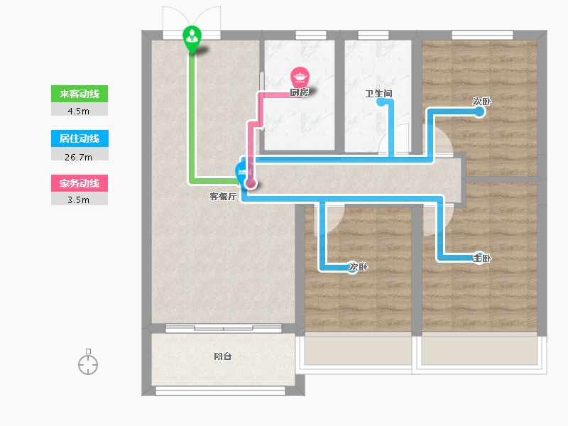 黑龙江省-齐齐哈尔市-新鹤城华玉府-74.54-户型库-动静线