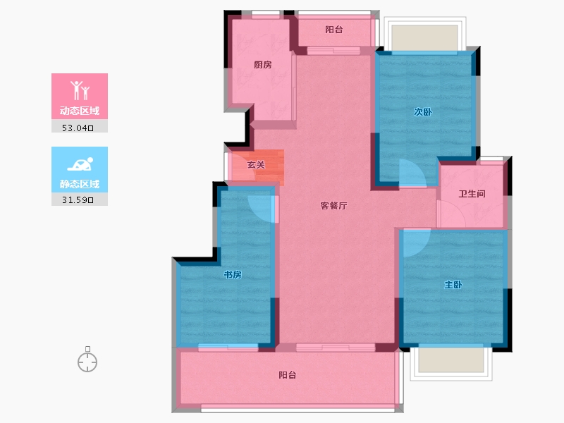 云南省-昆明市-绿地滇池国际健康城-74.85-户型库-动静分区