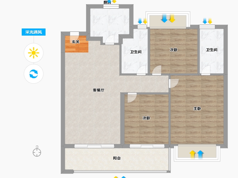 江苏省-南京市-弘阳尚上悦苑-80.99-户型库-采光通风