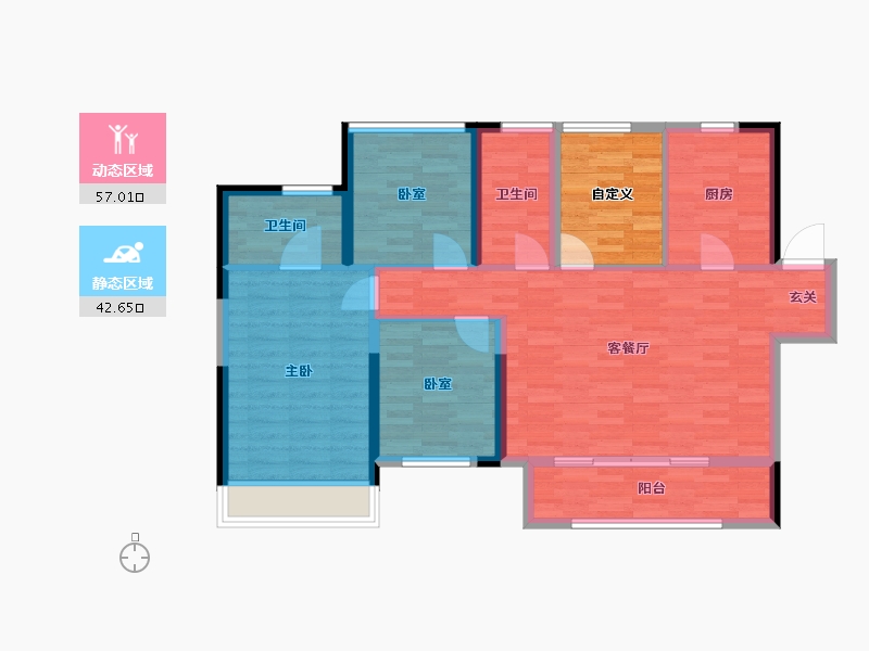 陕西省-西安市-绿地国港新里城-97.03-户型库-动静分区