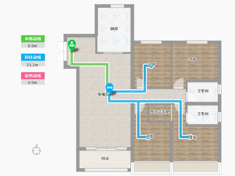 黑龙江省-齐齐哈尔市-新鹤城华玉府-103.41-户型库-动静线