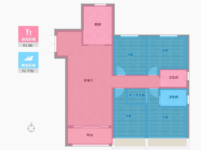 黑龙江省-齐齐哈尔市-新鹤城华玉府-103.41-户型库-动静分区