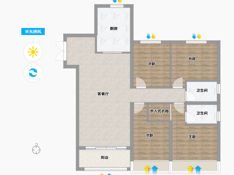 黑龙江省-齐齐哈尔市-新鹤城华玉府-103.41-户型库-采光通风