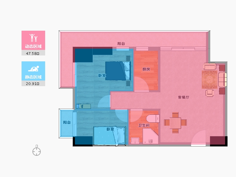 陕西省-西安市-中华世纪城富春西座-60.38-户型库-动静分区