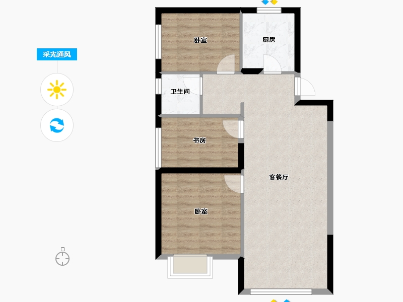 辽宁省-大连市-万科新都会住宅-74.00-户型库-采光通风