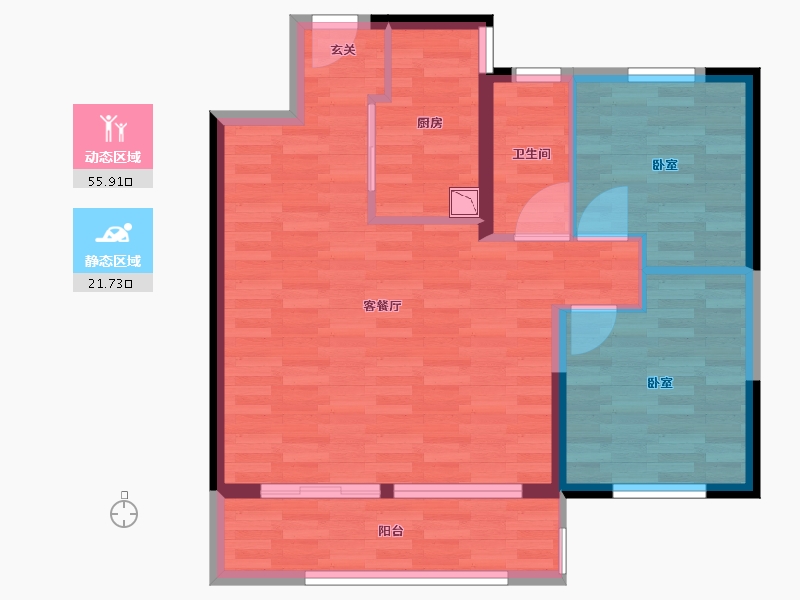 陕西省-西安市-绿地新都会-69.61-户型库-动静分区