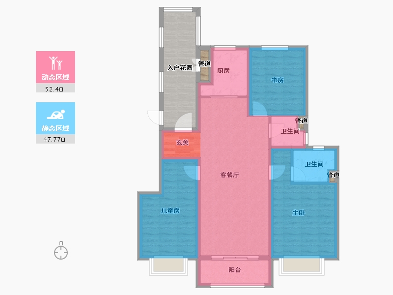 陕西省-西安市-周至龙记观园-102.39-户型库-动静分区