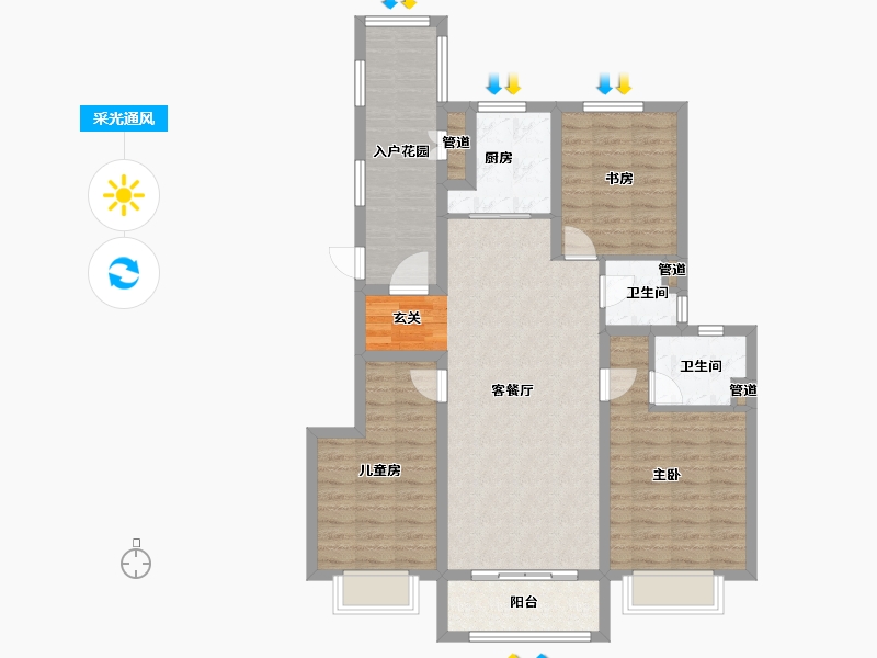 陕西省-西安市-周至龙记观园-102.39-户型库-采光通风