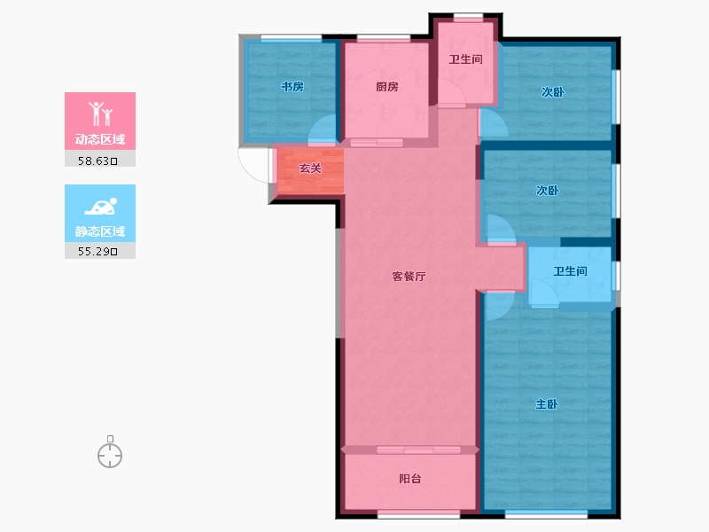 云南省-昆明市-俊发河畔俊园-101.47-户型库-动静分区