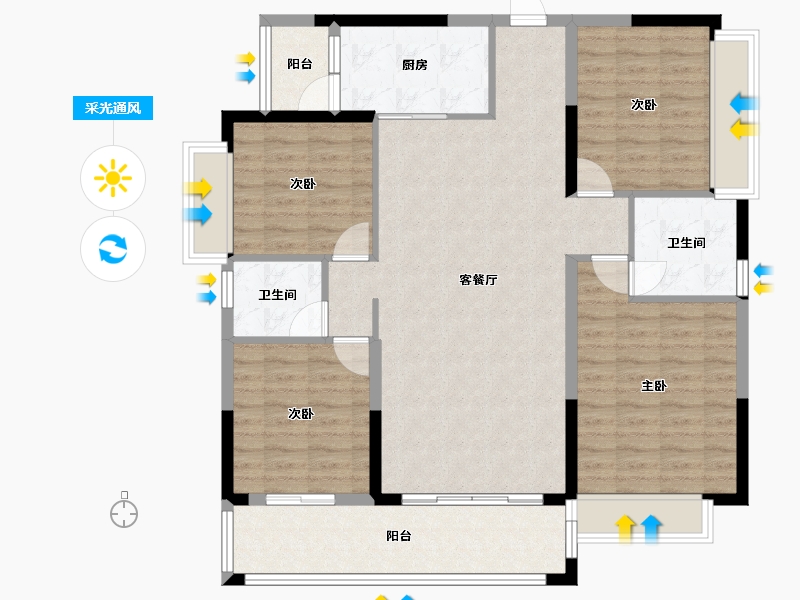 广西壮族自治区-梧州市-汇洋华府-115.75-户型库-采光通风