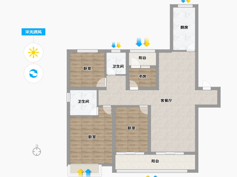 江苏省-南京市-中海城南公馆-106.06-户型库-采光通风