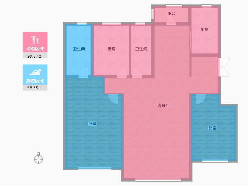 辽宁省-大连市-鸿玮澜山三期尊岳-143.68-户型库-动静分区