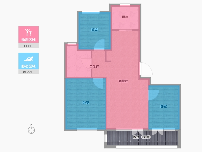 辽宁省-大连市-大连玉兰花园二期-82.00-户型库-动静分区