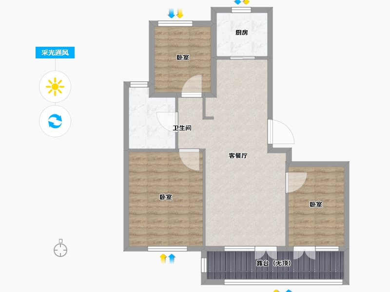 辽宁省-大连市-大连玉兰花园二期-82.00-户型库-采光通风