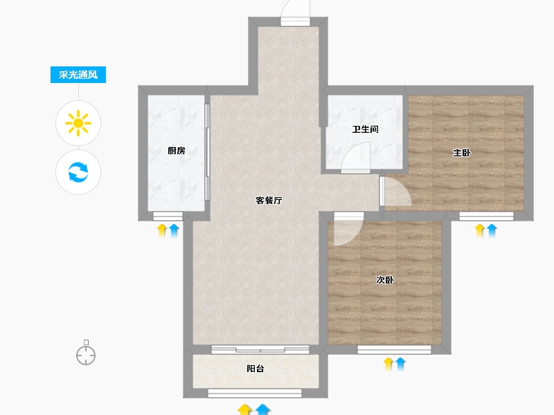 黑龙江省-齐齐哈尔市-广厦昆仑玺-60.39-户型库-采光通风