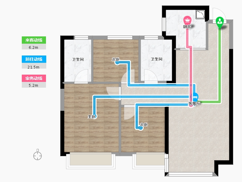 黑龙江省-哈尔滨市-龙江恒大文化旅游城-86.00-户型库-动静线