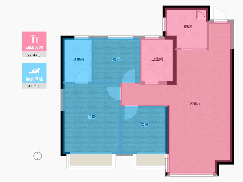 黑龙江省-哈尔滨市-龙江恒大文化旅游城-86.00-户型库-动静分区