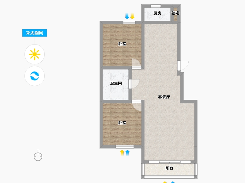 辽宁省-营口市-阳光新城-70.99-户型库-采光通风