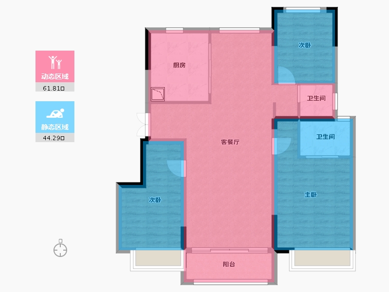 黑龙江省-哈尔滨市-华夏幸福|深哈中心·松江序-95.38-户型库-动静分区