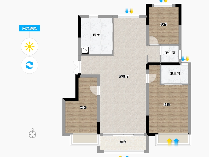 黑龙江省-哈尔滨市-华夏幸福|深哈中心·松江序-95.38-户型库-采光通风