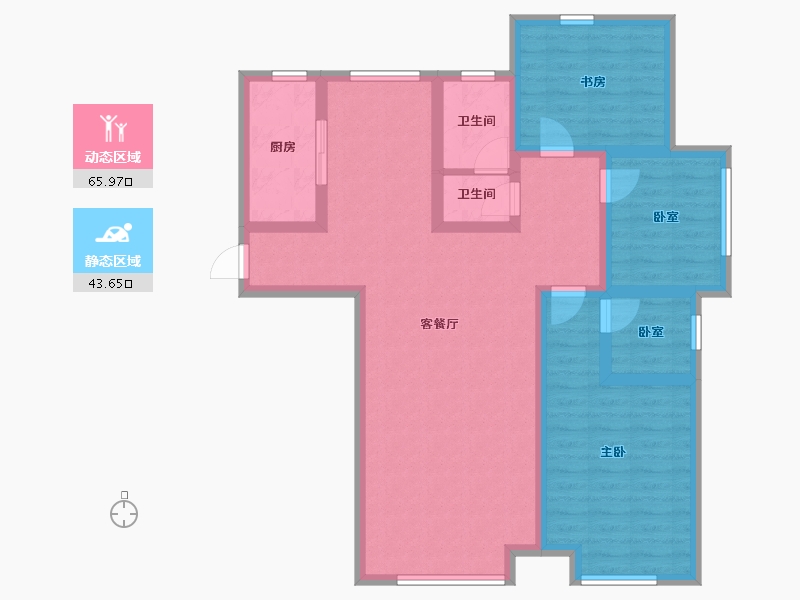 辽宁省-葫芦岛市-乾瑞·嘉山墅 │天悦-97.09-户型库-动静分区