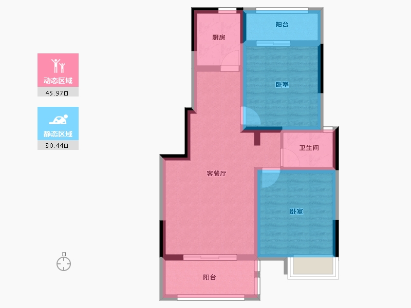 江苏省-南京市-和昌绿地新悦湾-67.14-户型库-动静分区