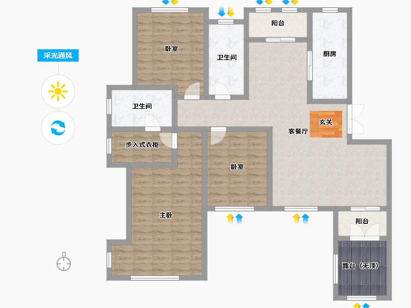 辽宁省-葫芦岛市-乾瑞·嘉山墅 │天悦-129.62-户型库-采光通风