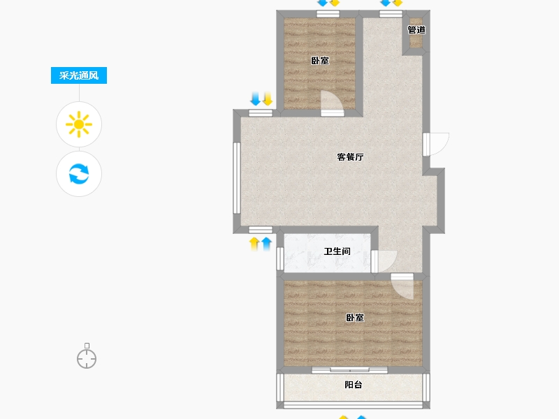 辽宁省-营口市-阳光新城-65.34-户型库-采光通风