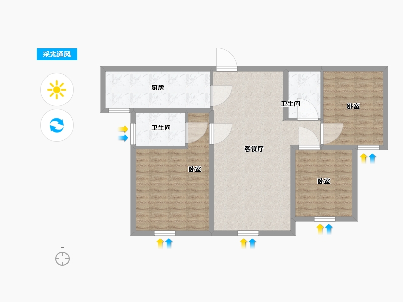 内蒙古自治区-包头市-中海·河山郡-92.00-户型库-采光通风