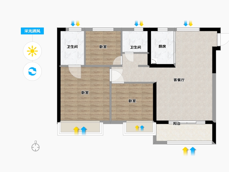 陕西省-西安市-西安孔雀城-79.00-户型库-采光通风