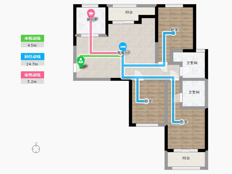 陕西省-西安市-龙腾万都汇-89.65-户型库-动静线