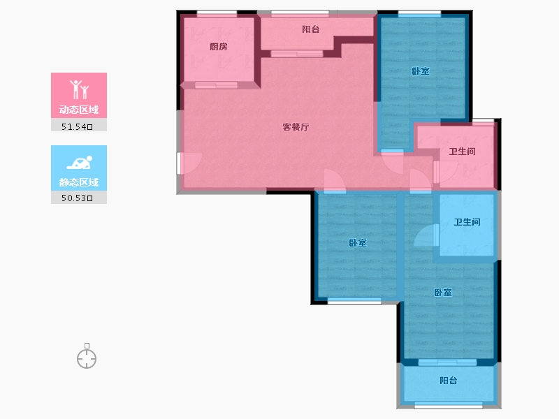 陕西省-西安市-龙腾万都汇-89.65-户型库-动静分区