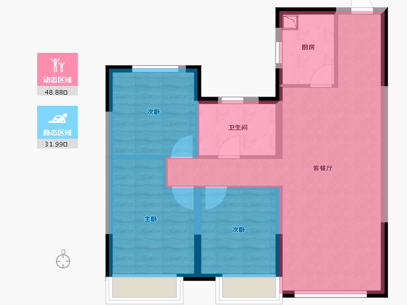 黑龙江省-哈尔滨市-华夏幸福|深哈中心·松江序-72.19-户型库-动静分区