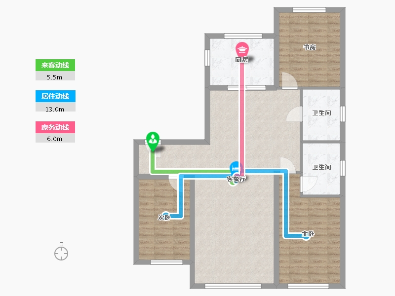 辽宁省-盘锦市-蓝色康桥蔚蓝湾-100.39-户型库-动静线