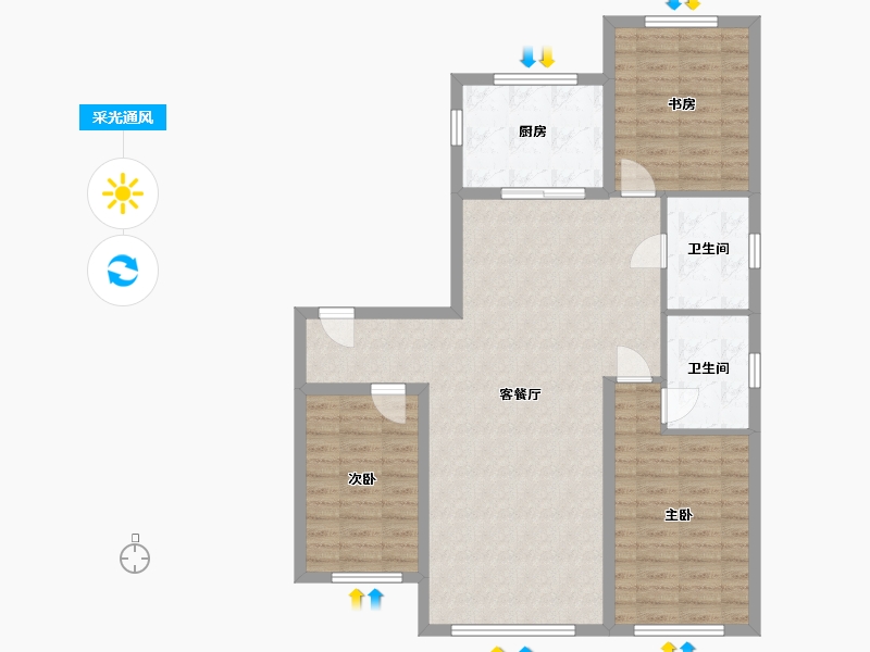 辽宁省-盘锦市-蓝色康桥蔚蓝湾-100.39-户型库-采光通风