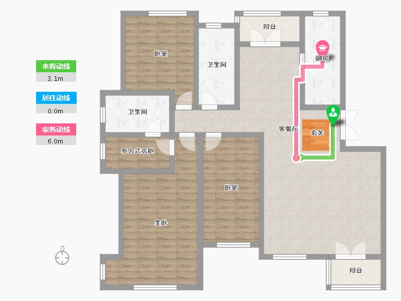 辽宁省-葫芦岛市-乾瑞·嘉山墅 │天悦-135.69-户型库-动静线