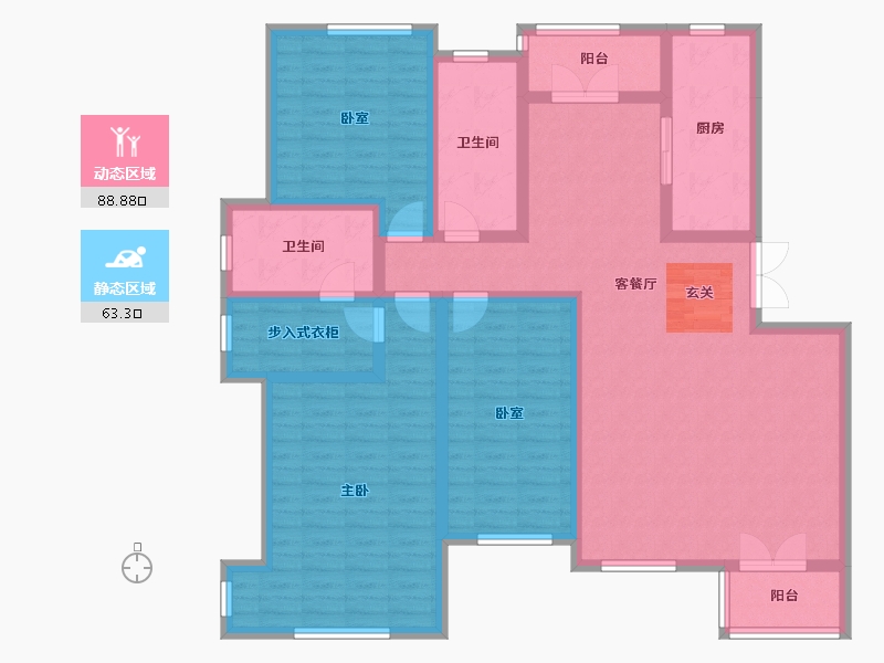 辽宁省-葫芦岛市-乾瑞·嘉山墅 │天悦-135.69-户型库-动静分区