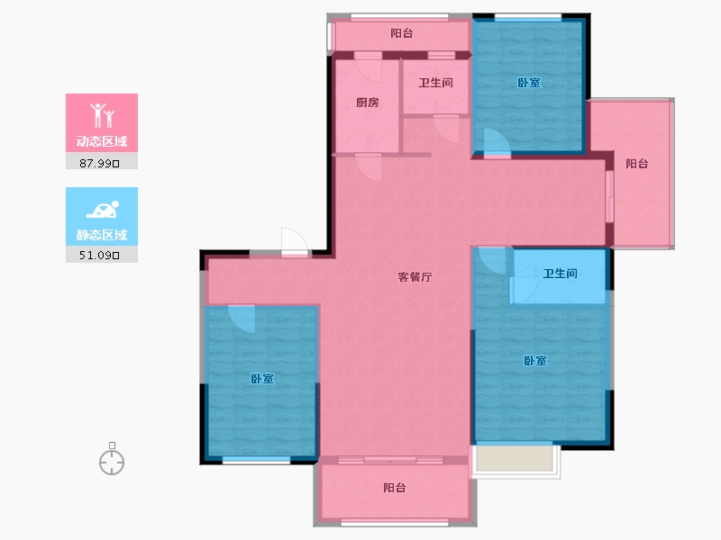 陕西省-西安市-龙腾万都汇-126.88-户型库-动静分区