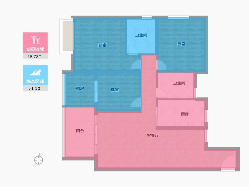 江苏省-南京市-21世纪太阳城银座-98.69-户型库-动静分区