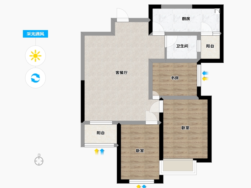 陕西省-西安市-龙腾万都汇-72.11-户型库-采光通风