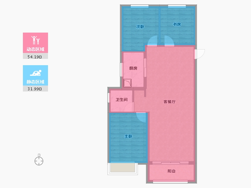 黑龙江省-哈尔滨市-南益·松江春晓-77.45-户型库-动静分区