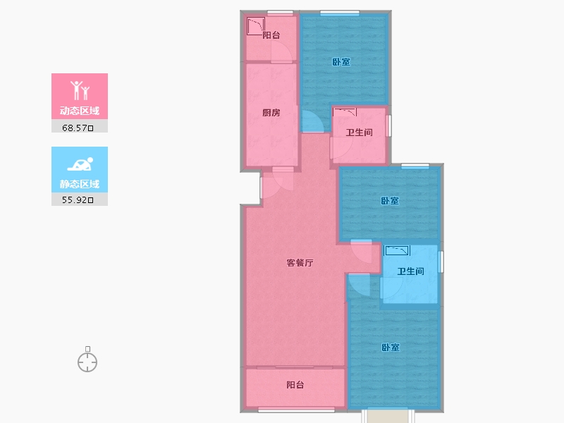 陕西省-西安市-咸阳恒大帝景-110.67-户型库-动静分区