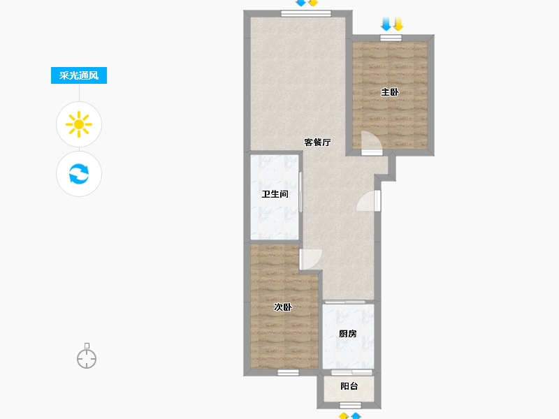 辽宁省-抚顺市-盛世温泉嘉苑-66.30-户型库-采光通风