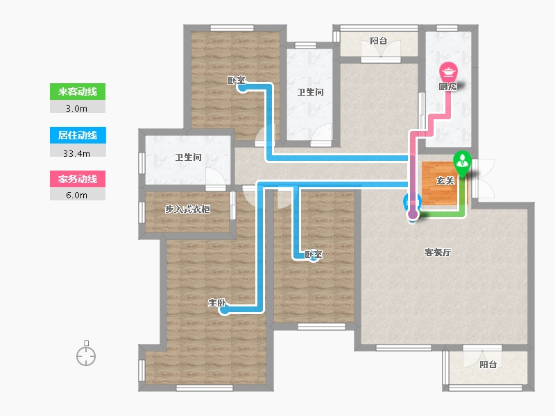 辽宁省-葫芦岛市-乾瑞·嘉山墅 │天悦-142.94-户型库-动静线