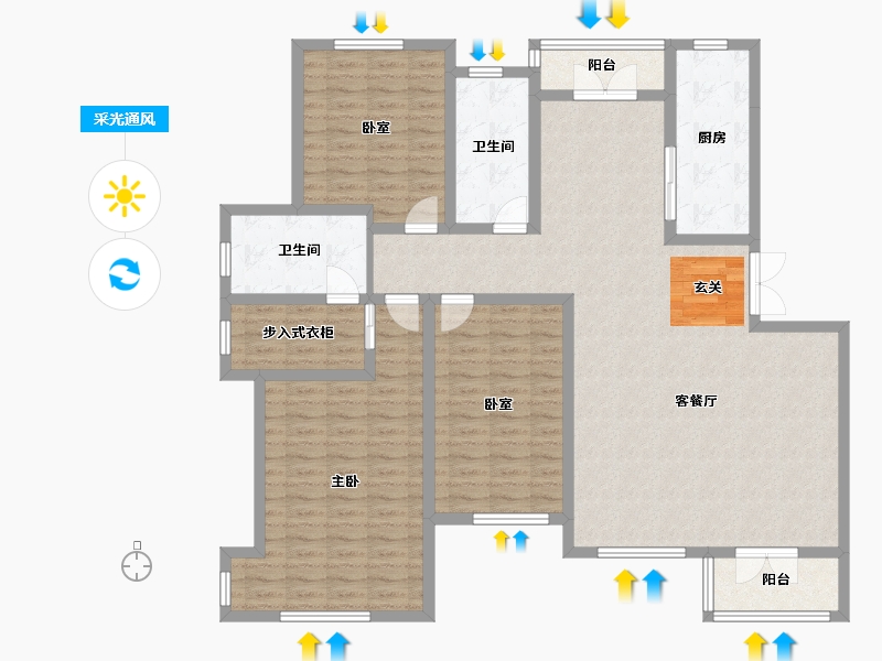 辽宁省-葫芦岛市-乾瑞·嘉山墅 │天悦-142.94-户型库-采光通风